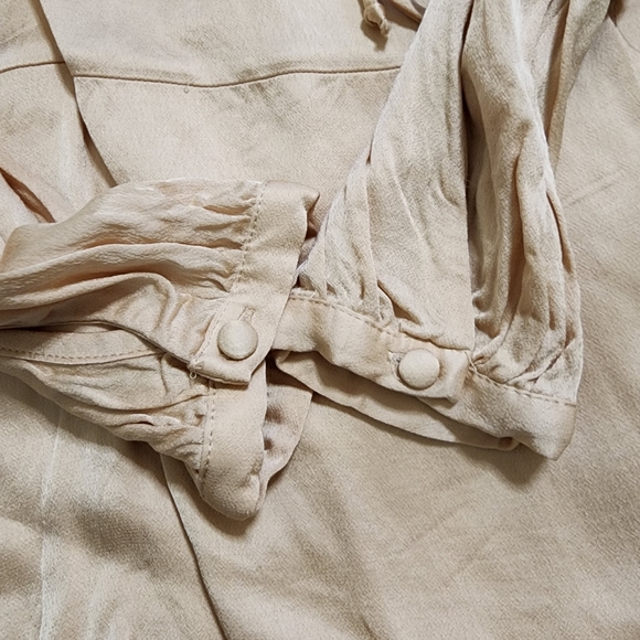 Zara wrap blouse, beige, cream satin blouse, tag - Picture 7 of 10